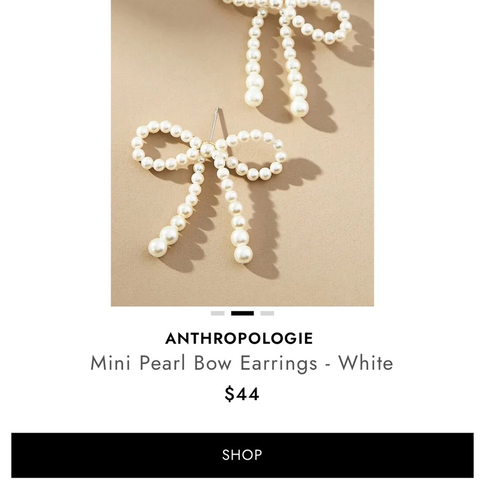 Anthropologie Mini Pearl Bow Earrings White - Picture 4 of 5